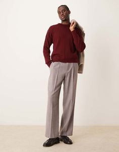 Bukser og chinos fra ASOS DESIGN Tag det kloge valg Talje med almindelig højde Bæltestropper Funktionelle lommer Vide ben