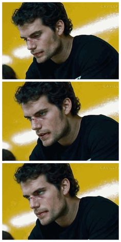 four different shots of a man looking at something