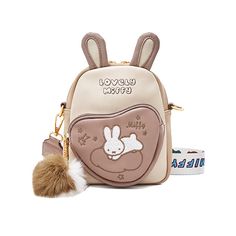 Product ID: JW4893 
 Material: PU 
 Color: White&Pink, Khaki 
 Size: 17cmx8cmx20cm www.ccovv.com Pink Kawaii Satchel Shoulder Bag, Pink Kawaii Backpack Style Shoulder Bag, Kawaii Pink Shoulder Backpack, Kawaii Crossbody Shoulder Bag, Kawaii Pink Crossbody Shoulder Bag, Contact Card, Rabbit Ears, Animal Jewelry, White Bag