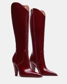 Burgundy Boots Outfit, Wine Heels, Maroon Boots, Burgundy Boots, Red Boots, 4 Inch Heels, Heel Boots, High Heel Boots, Winter Boots