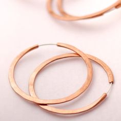 Copper Hoop Earrings - 2 inch Endless Copper Hoops - Continuous style Hoop Earrings Hammered Copper Round Hoop Earrings, Adjustable Small Hoop Copper Earrings, Brass Hoop Earrings, Lace Earrings, Brass Hoops, Large Hole Beads, Recycled Sterling Silver, Mixed Metals, Jewelry Earrings Hoops