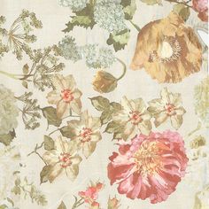 an old wallpaper with flowers and leaves on it