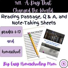 9/11 Reading Passage, Q & A, and Note-Taking Sheets | TPT