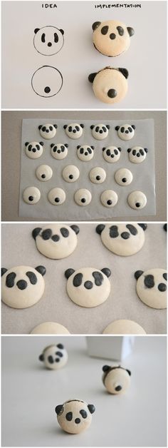 the process of making panda face cookies