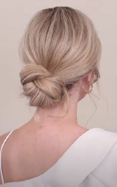 Up Bridesmaid Hair Up Dos, Up So For Medium Hair, Low Messy Bun Wedding Hair Diy, Easy Updo For Bridesmaid, Simple Updo Hairstyles For Long Hair, How To Do A Chignon Bun Short Hair, Hairstyle Low Bun Short Hair, Low Casual Updo, Easy Diy Low Bun