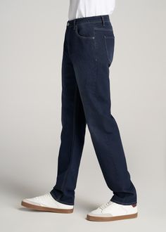 About Our Tall Relaxed Fit Jeans Semi-relaxed and super-long. These men's tall jeans have a relaxed fit that's generous without being too loose or baggy. They have slightly more room across the hips and thighs than our other styles while still providing the length you need. Like all of our jeans for tall men, they've been designed with your height in mind and have proper proportions throughout, from the rise to the knee placement. Choose from extra-long inseams ranging from 36” all the way up to Tall Men, Tall Jeans, Relaxed Jeans, Blue Steel, All The Way Up, Relaxed Fit Jeans, Tall Guys, The Rise, Extra Long