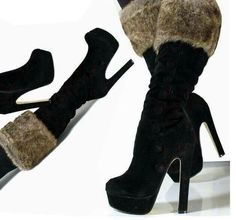 Love the fur Pretty Heels, High Heeled Boots, Lady Shoes, Boots Suede, Dress Boots