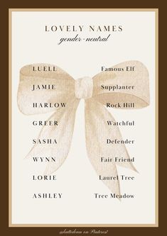 a white bow with the names of different types of bows on it's side