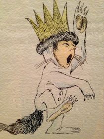 a drawing of a man with a crown on top of his head and holding a baseball bat