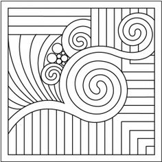 a black and white pattern with swirls in the center, as well as an image of