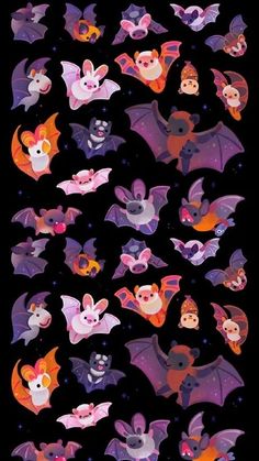 an image of bats flying in the sky with stars on it's back ground