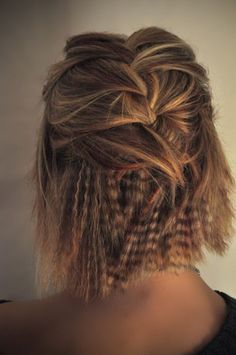 Crimped Hair Ideas, 80s Crimped Hair, Half French Braids, Ruffled Hair, Side French Braids, Hair Crimper, Twist Ponytail, Crimped Hair, Hair Today