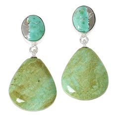 Jay King Sterling Silver Multicolor Boulder Variscite Drop Earrings Featuring natural blends of greenish-blue, brown and white colors, these handcrafted Boulder Variscite earrings will lend a beautiful, artistic accent to any outfit. From Jay King.       Approx. 1-5/16"L x 11/16"W     Stamped .925     Pierced with clutch backs     Sterling silver earrings have freeform drops of multicolor green variscite stone linked to bezel-set, oval variscite post fronts   Stone Information       All sizes an Green Gemstone Artisan Earrings, Green Artisan Gemstone Earrings, Artisan Green Gemstone Earrings, Earthy Green Drop Earrings, Turquoise Nature-inspired Drop Earrings, Green Cabochon Drop Earrings, Green Cabochon Dangle Earrings, Green Oval Earrings With Natural Stones, Oval Green Earrings With Natural Stones