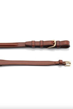 two brown leather straps on white background