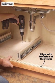 Diy Kitchen Projects, Kitchen Sink Storage, Under Sink Storage, Carpentry Diy, Sink Storage, Diy Kitchen Cabinets, Kitchen Cabinet Storage, Diy Home Repair