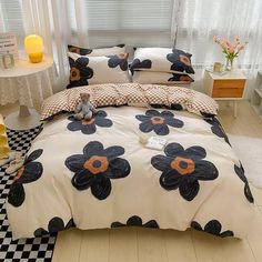 PRICES MAY VARY. HIGH QUALITY MATERIAL: This black floral COMFORTER set full is covered by cotton material and filled with 240gsm whole-piece superior microfiber. Very soft, comfortable, breathable and durable, provides exceptional warmth and comfort you've been looking for A BAG CONTAINS: 3 pcs COMFORTER SET--1 comforter 80x90 inches (full size), 2 pillowcases 20x26 inches. USAGE SCENARIOS: This black sunflower comforter full is very modern and luxurious, it can be redecorated your bedroom and Black And Grey Bedding, Grid Comforter, Black White Bedding, Pink Comforter Sets, Bedding Comforter Sets, Beige Comforter, Black Sunflower, Black Comforter, Boho Comforters