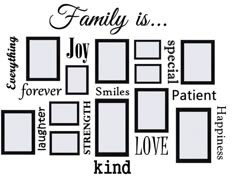 a family is wall decal with the words'for representation only, pictures frames are not included