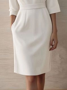 Elegant Plain Boat Neck Regular Fit Dress Daily Dresses, Loose Summer Dress, Summer Elegant, Fit Dress, Daily Dress, Clothing Styles, Mini Dresses, Fitted Dress, Boat Neck