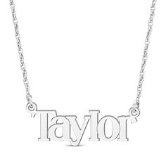 Make a statement in this modern name necklace styled in sterling silver. Crafted in a block font, the name of your choice—up to 8 letters—is centered amidst a festoon rope chain. The 16-inch necklace has a 2-inch extender and secures with a spring ring clasp. Block Fonts, Block Font, Modern Names, 16 Inch Necklace, Kay Jewelers, Font Names, Accessories Jewelry Necklace, Chain Ring, Rope Chain