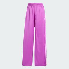 adidas Adicolor Satin Wide Leg Track Pants - Purple | Women's Lifestyle | adidas US Wide Leg Track Pants, Adidas Adicolor, Adidas Purple, Adidas Track Pants, Adidas Track, Women Lifestyle, Adidas Online, Christmas List, Track Pants