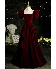 Get 10% off now! Buy retro dark red square neck velvet formal dress with bubble sleeves at cheap price online. Free stable shipping and pro custom service since 2009. Velvet Formal Dress, Prom Dress Burgundy, A Line Prom Dress, Velvet Prom Dress, Dream Prom, Bts Inspired Outfits, Prom Dress Evening, Vintage Princess, Fashion Gowns