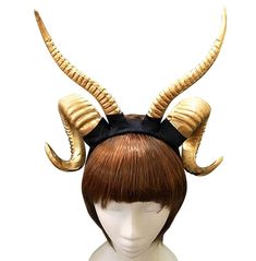 Cosplay Ram Antler Headband Steampunk Hair Accessories, Satyr Costume, Horn Headdress, Steampunk Hairstyles, Witch Hair, Headpiece Accessories, Gothic Chic, Antler Headband, Gothic Hairstyles