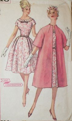 1960s Simplicity Sewing Pattern. Pattern #3348  Dress and Coat.  Size 16 Bust 36 Waist 28 Hip 38.  Pattern is UNCUT still Factory Folded. 1960’s Fashion, 1960s Patterns, Soft Gamine, Simplicity Sewing, Coat Patterns, Simplicity Sewing Patterns, 1950s Dress, Bjd Doll, 1950s Fashion