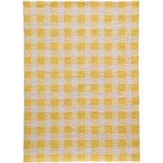 a yellow and white checkered rug on a white background with an area rug in the middle