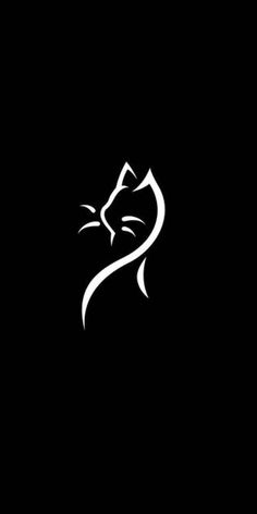 a black and white cat logo on a dark background