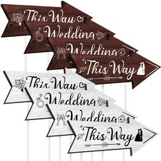 wooden arrow signs with names on them for the wedding day or just married in this way