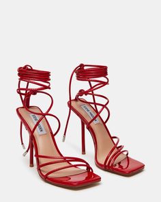 Red Heels Prom, Red Prom Shoes, Homecoming Heels, Elegant Shoes Heels, Red Stiletto Heels, Red Strappy Heels, Gift Wishlist, Heels Steve Madden, Red Stilettos