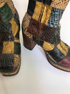 Vintage Plateau Python Boots 1968 | Etsy Retro Multicolor Boots For Fall, Multicolor Retro Boots For Fall, Vintage Multicolor Boots For Fall, Retro Multicolor Round Toe Boots, Retro Multicolor Boots With Round Toe, Retro High Heel Platform Boots, Vintage High Heel Platform Boots For Fall, Vintage Boots With Platform And Round Toe, Vintage Platform Boots With Round Toe