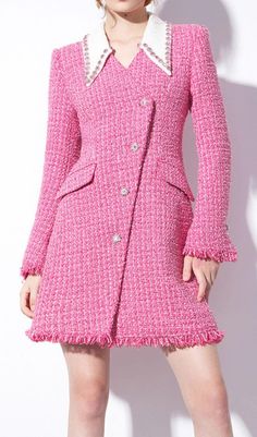 Wrap yourself in luxury with this pink heavy beaded small woolen jacket. It's deliciously fragrant with a delightfully cozy feel that's sure to make you stand out from the crowd! Strike a pose and get ready to shine! Gentle Dry Clean OnlyColour may vary due to lighting on images. The product images (without model) are closest to the true colour of the product.Item runs true to size chart and is cut to suit our size chart. Please refer to our size chart for the best fit. Do not size up or down. Pink Fitted Wool Outerwear, Pink Tweed Jacket With Buttons For Winter, Fitted Pink Wool Outerwear, Pink Long Sleeve Wool Blazer, Pink Wool Tweed Jacket For Spring, Pink Tweed Jacket With Buttons For Fall, Pink Wool Tweed Jacket For Fall, Spring Pink Wool Tweed Jacket, Pink Fitted Tweed Jacket For Spring