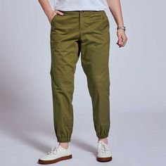 The Graf Moss Stretch Waistband Pant | Kirrin Finch Cotton Joggers With Tapered Leg And Pull-on Style, Versatile Cotton Sweatpants With Pull-on Style, Spring Cotton Joggers With Ribbed Waistband, Casual Cotton Pull-on Pants, Cotton Khaki Cargo Pants With Elastic Waistband, Casual Ankle-length Joggers With Elastic Cuffs, Everyday Tapered Pants With Elastic Waistband, Cotton Joggers For Everyday Spring Wear, Relaxed Fit Tapered Leg Pants With Elastic Cuffs