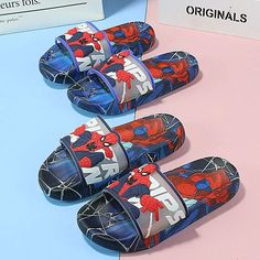 Introducing our Spiderman Graphic Printed Summer Slipper – a delightful fusion of comfort and charm. The animated graphics add a touch of personality to your summer footwear collection. Whether you're lounging by the pool or running errands, these slippers ensure your style stays on point. Step out in fashion-forward comfort. Specifications: Pattern Type: Cartoon Prints Season: Summer. Item Type: Slippers. Playful Non-slip Slip-on Slides, Blue Round Toe Slippers For Summer, Comfortable Blue Slippers For Vacation, Playful Synthetic Flip Flops For Beach, Casual Multicolor Non-slip Slippers, Blue Slip-on Flip Flops For Beach Season, Casual Blue Slippers For Beach, Comfortable Blue Beach Slippers, Playful Slip-on Flip Flops For The Beach