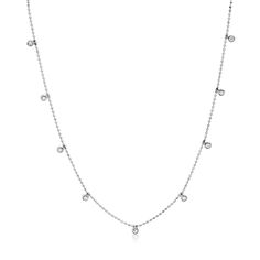 Teeny Dangling Diamond Bead Chain Necklace – STONE AND STRAND Elegant Dangle Beaded Chain Necklaces, Elegant Beaded Dangle Necklaces With Chain, Dazzling Single Strand Necklace For Gift, Fine Jewelry Single Strand Pendant Necklace, Fine Jewelry Pendant Necklace With Single Strand, Elegant Pendant Beaded Necklace With Chain, White Gold Dangle Necklaces, White Gold Dangle Necklaces Fine Jewelry, White Gold Dangle Necklaces In Fine Jewelry