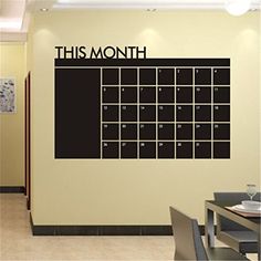 a black and white calendar with the words this month written on it's side