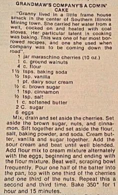 an old recipe for grandma's company