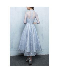 Buy elegant grey lace tea length party dress with high neck at cheap price online. Free stable shipping and pro custom service since 2009. Lace Midi Dress For Wedding And Party Season, Lace Midi Dress For Wedding Party Season, Spring Party Lace Dress Tea Length, Elegant High Neck Lace Dress For Party, Elegant High Neck Lace Party Dress, High Neck Lace Party Dress, High Neck Lace Dress For Party, Lace Tea Length Midi Dress For Parties, Lace Midi Dress For Party In Tea Length