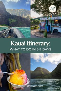 Ready to discover the best Kauai trip itinerary? Learn about what to do in Kauai, Hawaii, with this 1-week itinerary. Enjoy the best activities including hiking, beach visits, local seafood, shaved ice, and helicopter rides! Start ticking off your Kauai to-do list with my perfect guide. | Hawaii Travel Inspiration Hawaii Activities, Hawaii Destinations, Hawaii Travel Guide, Wild Garden