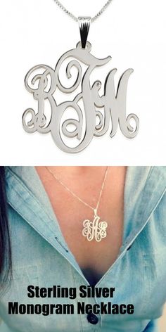 The sterling silver monogram pendant is really one to make you stand out in a crowd White Initial Pendant Necklace With Monogram, White Monogram Initial Pendant Necklace, White Monogram Initial Necklace, Elegant Silver Initial Necklace With Monogram, White Monogram Initial Pendant Jewelry, Elegant Silver Monogram Initial Necklace, Elegant White Monogram Jewelry, White Initial Pendant Name Necklace, Elegant White Monogram Necklace