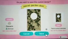 a screen shot of a door with the words'do you want to save this custom design? '