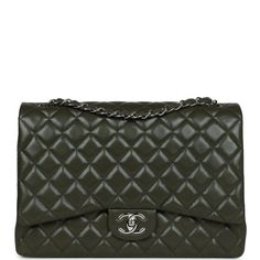 Chanel Classic Bags | Chanel Flap Bags For Sale | Madison Avenue Couture Chanel Maxi, Chanel Box, A Love Letter, Vuitton Bag, Green Leather, Flap Bag, Handbag Backpack, Half Moon, Silver Hardware