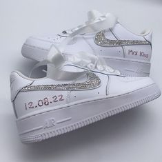 Hey, I found this really awesome Etsy listing at https://www.etsy.com/listing/1263798654/personalised-nike-air-force-1-white Wedding Tennis Shoes, White Air Force Ones, Bling Nike Shoes, Air Force 1 White, Wedding Sneakers, Nike Shoe, Custom Bling, 5 Girls, Bridal Wedding Shoes