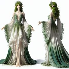 Fantasy Gowns Art, Elf Princess Dress, Elf Gown, Basement Yard, Elf Princess, Fairy Gown, Slytherin Fashion, Rose Costume, Manhwa Pfp