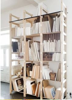 a book shelf filled with lots of books