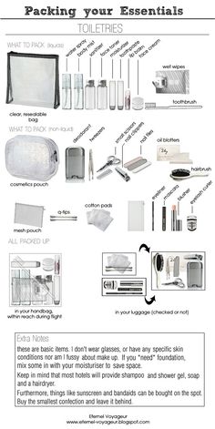 the instructions for packing your essentials