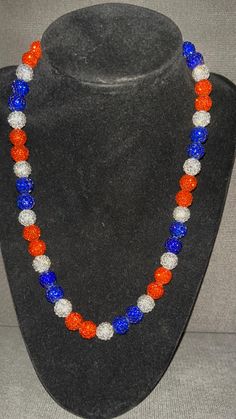 Metd Blue Orange Necklace Bling Round Beads Necklace For Gift, Gift Necklaces With Bling And Round Beads, Gift Bling Round Beads Necklaces, Gift Round Beads Bling Necklace, Gift Rhinestone Beaded Necklaces, Adjustable Bling Beaded Necklace For Gift, Gift Beaded Rhinestone Necklace With Round Beads, Crystal Beaded Necklaces With Rhinestones For Gifts, Crystal Beaded Necklaces With Rhinestones