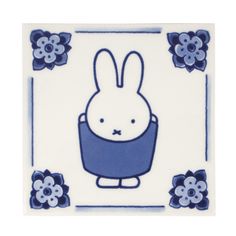 Tile Miffy Cheering Delft Blue by Royal Delft Miffy Lamp, Japanese Flag, Antler Wall, Copper Sheets, Bunny Gifts, Blue Pottery, Blue Tiles, Mothersday Gifts, It's Your Birthday