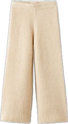 Ribbed Long Pants For Fall, Fall Ribbed Long Pants, Solid Color Ribbed Wide-leg Pants, Solid Ribbed Wide Leg Pants, Solid Wide Leg Ribbed Pants, Solid Ribbed Winter Pants, Ribbed High Waist Pants, Fall Ribbed Wide-leg Bottoms, Beige Stretch Bottoms With Ribbed Waistband